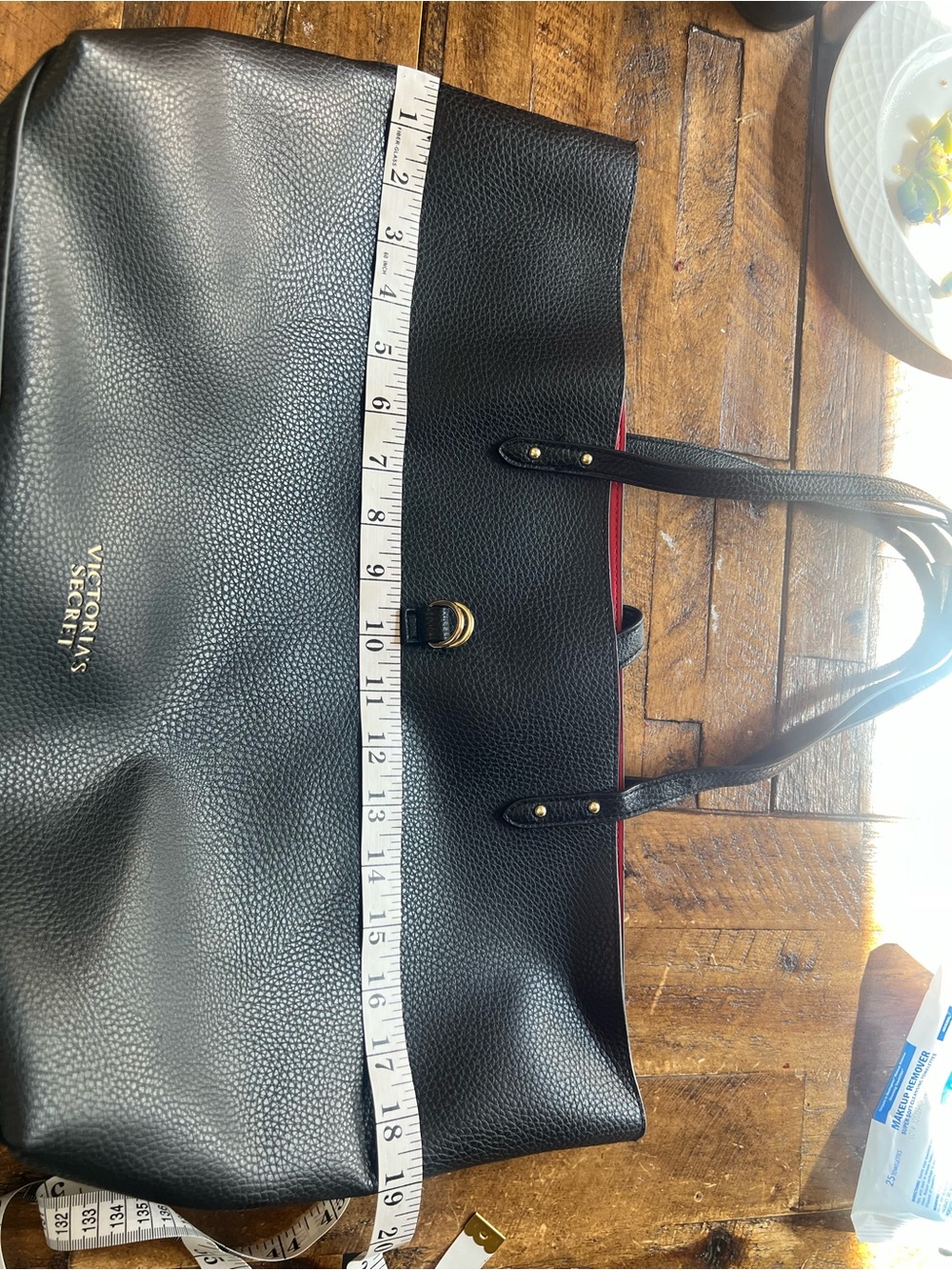 Victoria's Secret Navy Pebbled Tote with Buckle Strap - Picture 6 of 7